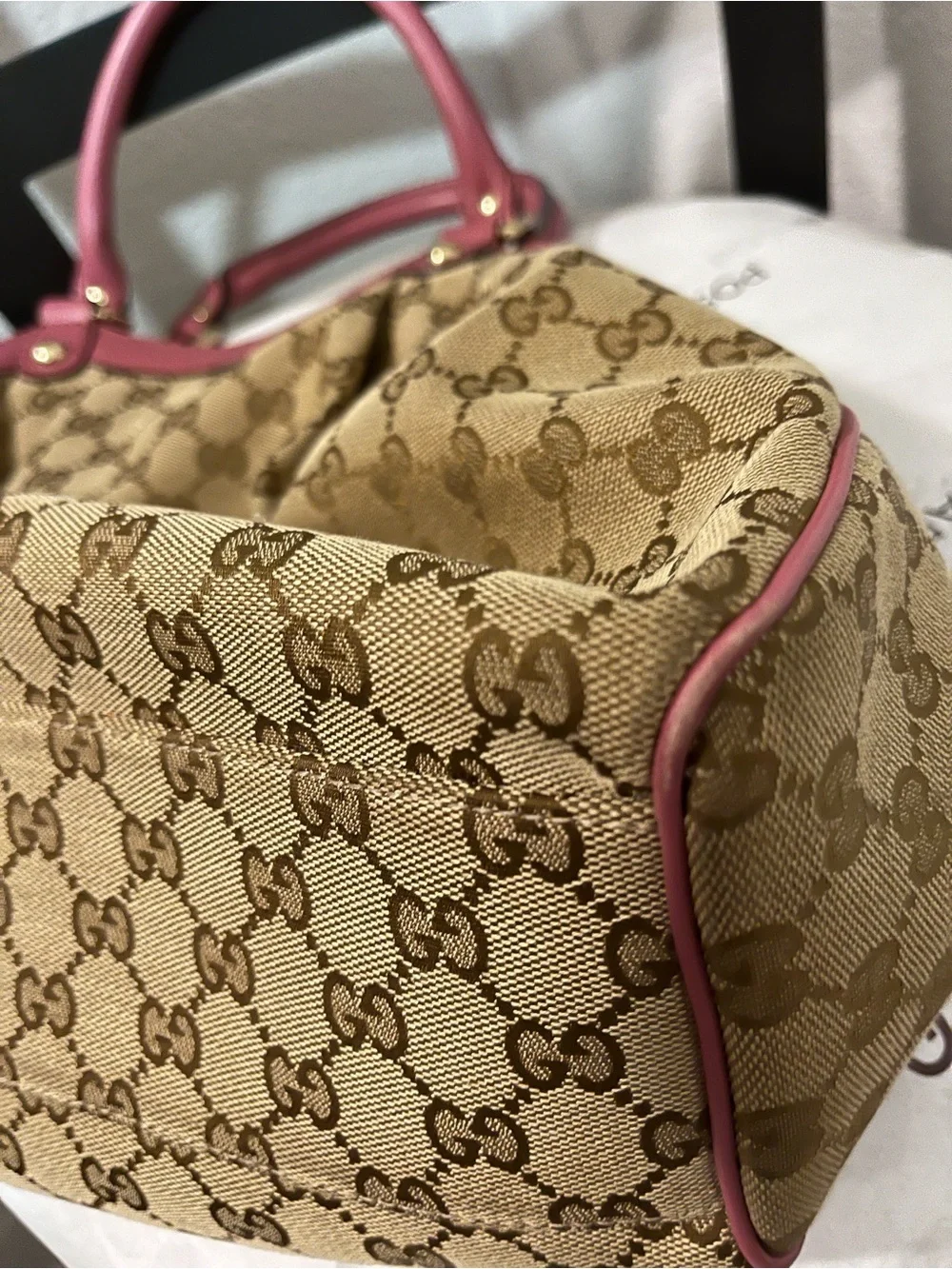 GUCCI SUKEY GG CANVAS/LEATHER TOTE